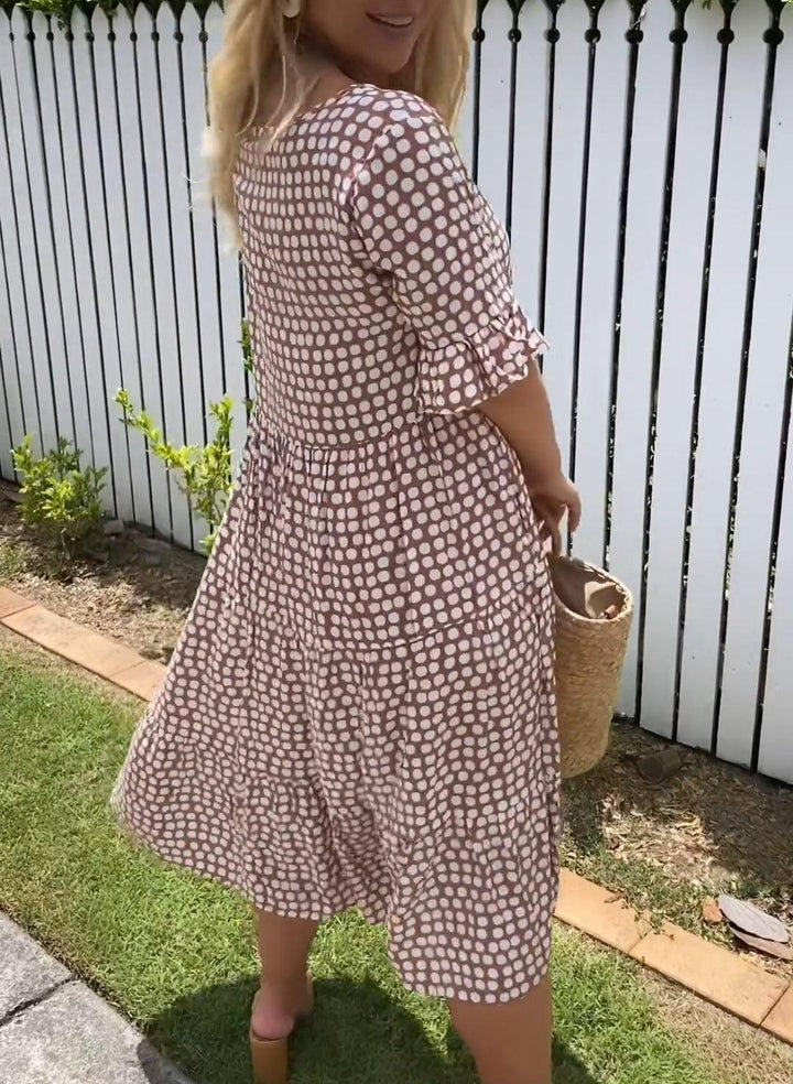 Zora - Sable Short-Sleeve Midi Dress