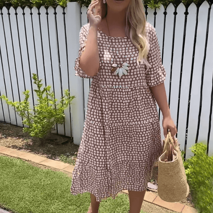 Zora - Sable Short-Sleeve Midi Dress