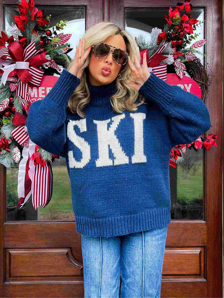 Retro Turtleneck Ski Sweater
