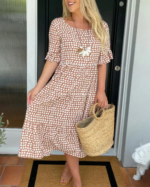 Zora - Sable Short-Sleeve Midi Dress