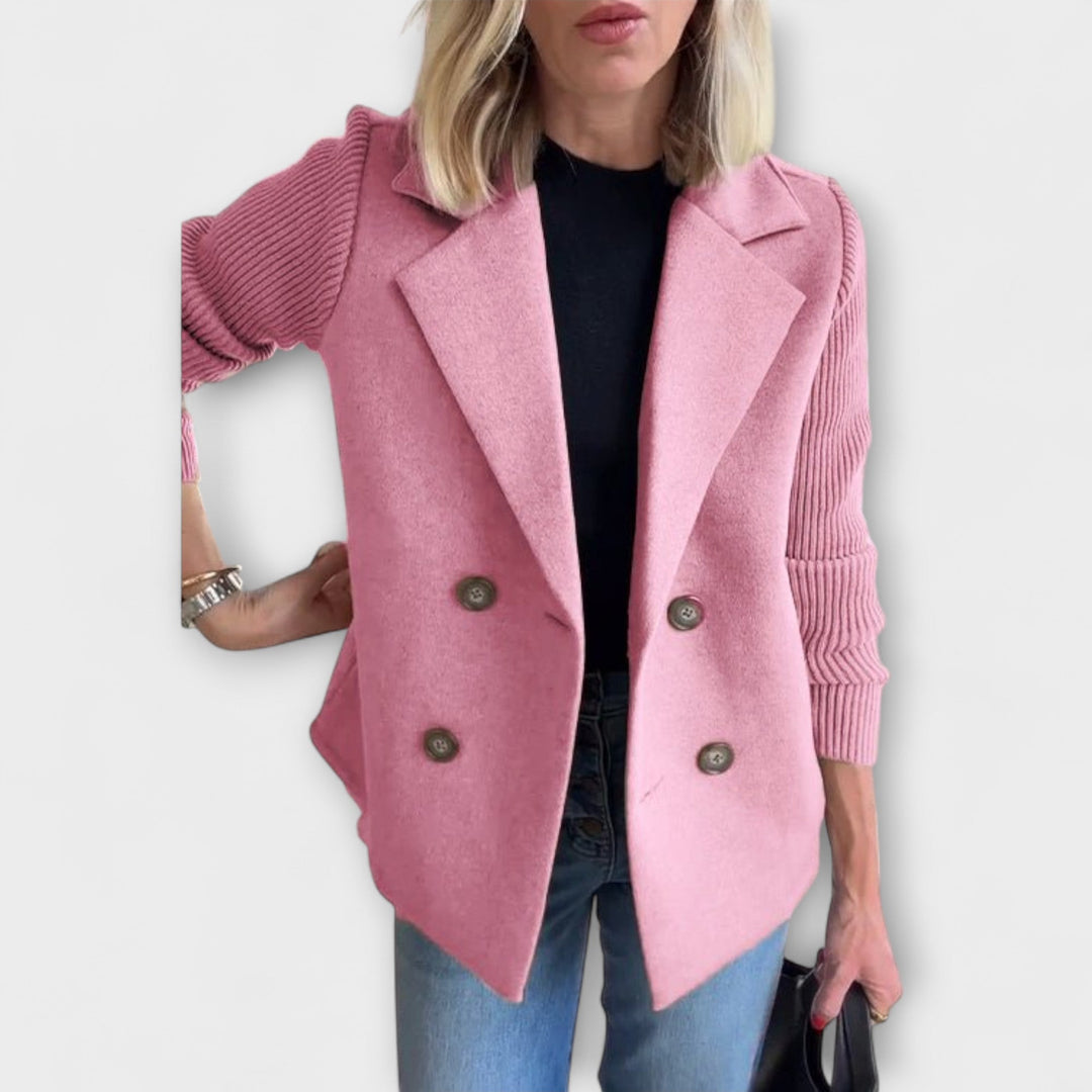 Amora - Elegant Knit-Sleeve Blazer