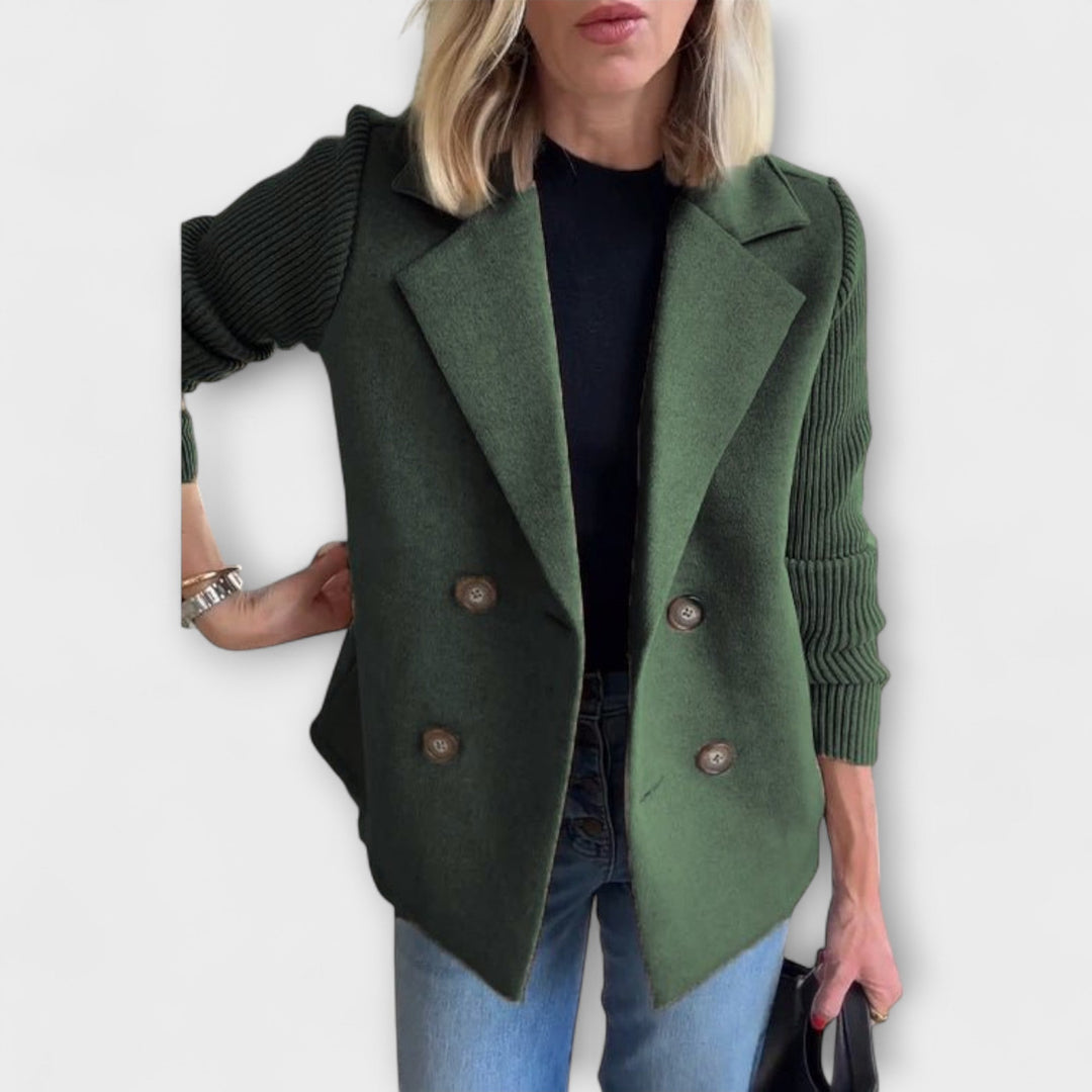 Amora - Elegant Knit-Sleeve Blazer