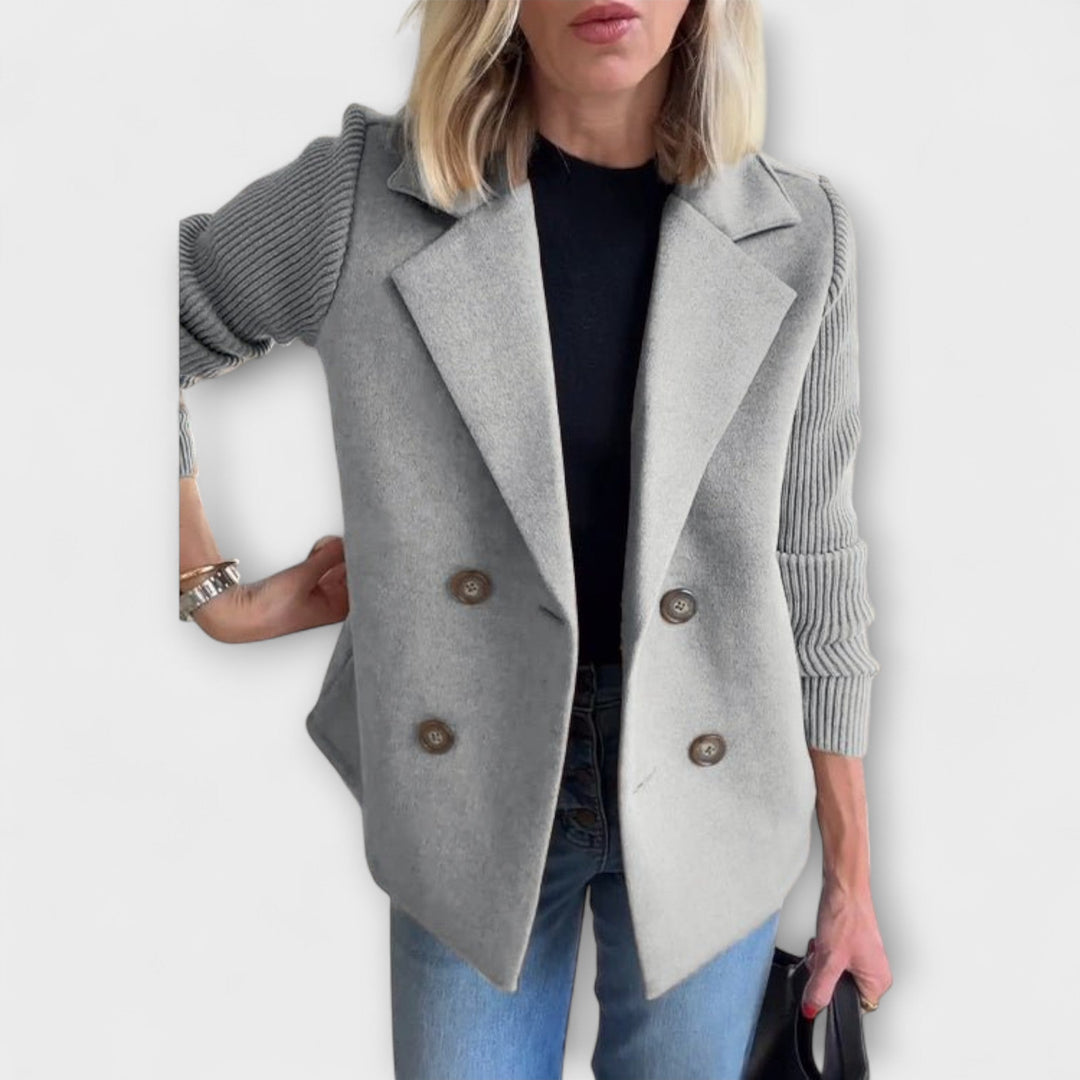 Amora - Elegant Knit-Sleeve Blazer