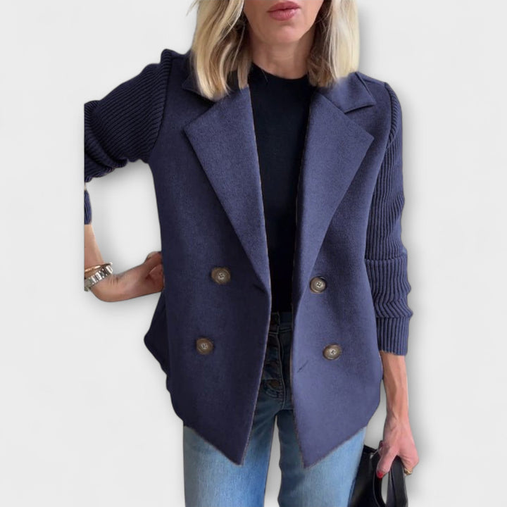 Amora - Elegant Knit-Sleeve Blazer