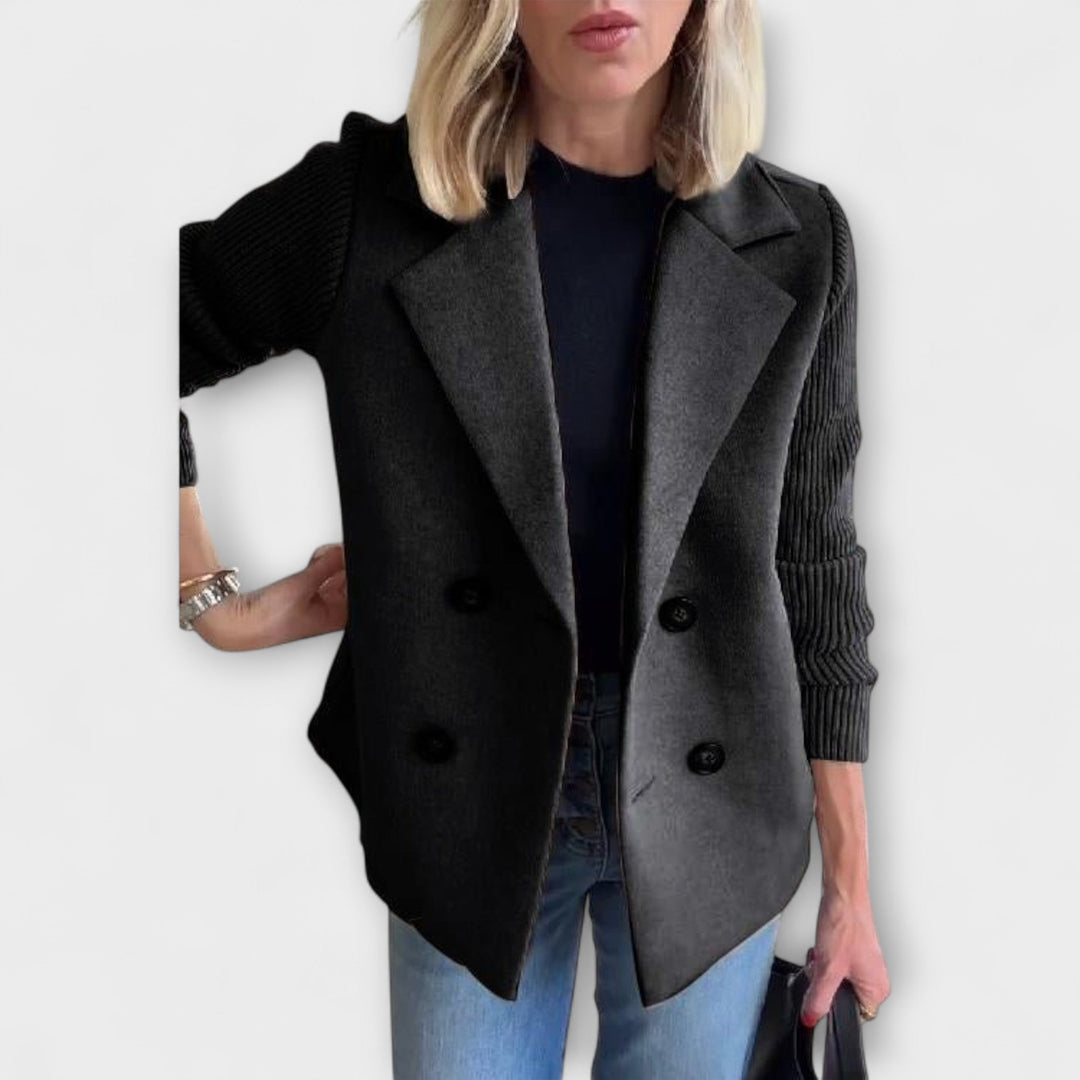 Amora - Elegant Knit-Sleeve Blazer