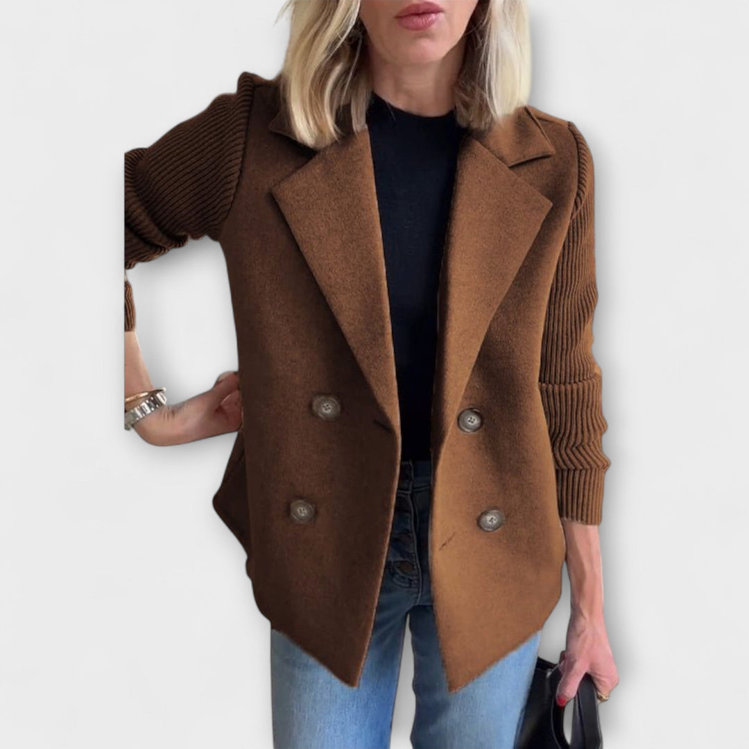 Amora - Elegant Knit-Sleeve Blazer